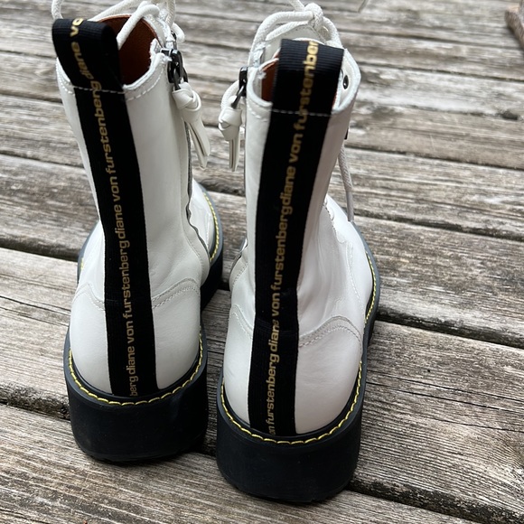 Diane von Furstenberg White Leather Combat Boots size 7 - Picture 3 of 9
